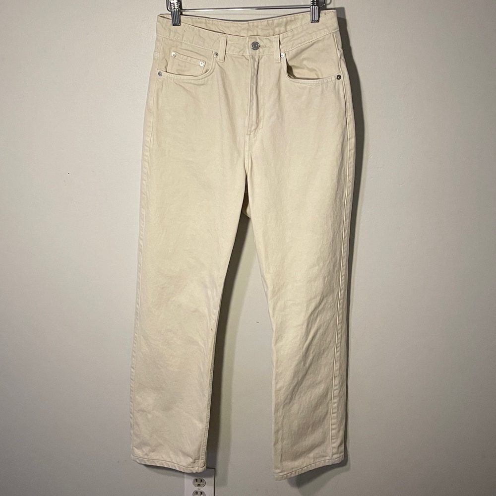 Weekday Off-White Extra High Rise Straight Jeans